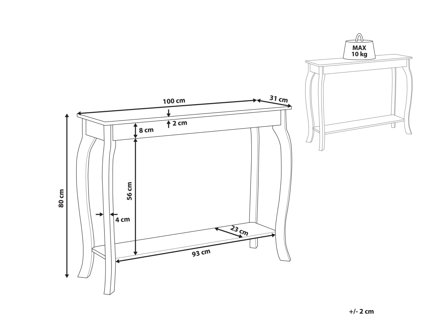Consola Madera Clara/blanco 100 X 31 Cm HARTFORD 9 Consola Madera Clara/blanco 100 X 31 Cm HARTFORD - Imagen 7