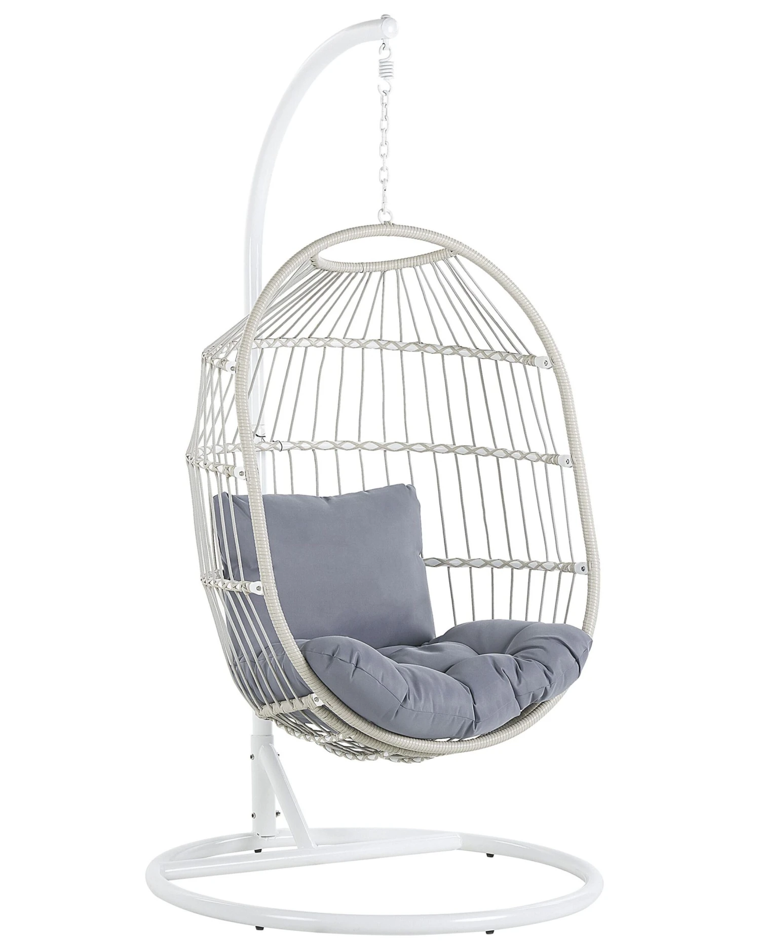 Silla Colgante Con Soporte De Ratán Blanco/gris ALBA 3 Silla Colgante Con Soporte De Ratán Blanco/gris ALBA