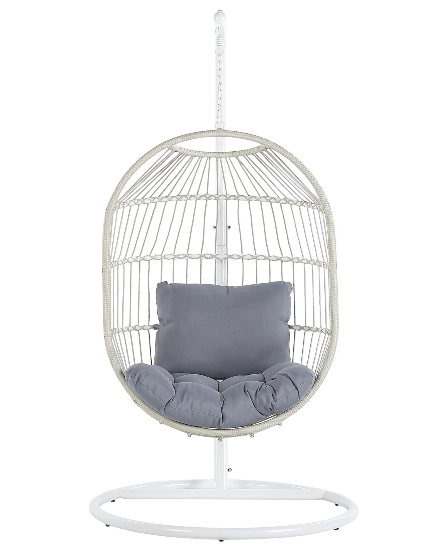 Silla Colgante Con Soporte De Ratán Blanco/gris ALBA 6 Silla Colgante Con Soporte De Ratán Blanco/gris ALBA - Imagen 4