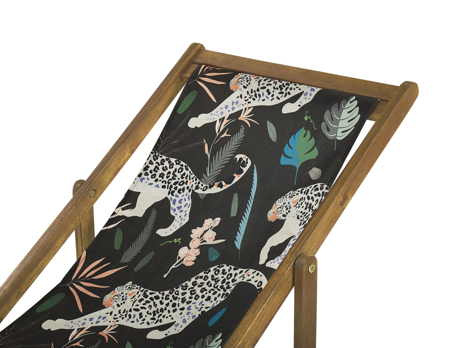 Conjunto De 2 Tumbonas De Jardín Madera Clara Con Tela Negro/beige/naranja ANZIO 6 Conjunto De 2 Tumbonas De Jardín Madera Clara Con Tela Negro/beige/naranja ANZIO - Imagen 4