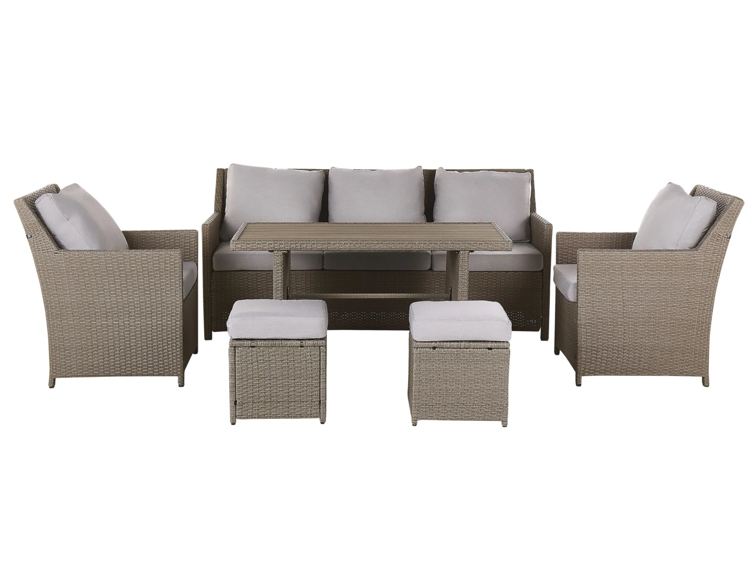 Conjunto De Jardín 5 Plazas De Ratán Beige/gris Pardo FONTI 3 Conjunto De Jardín 5 Plazas De Ratán Beige/gris Pardo FONTI
