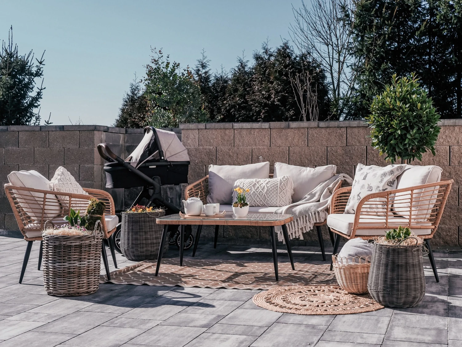 Conjunto De Jardín 4 Plazas Color Natural CORINTH II 5 Conjunto De Jardín 4 Plazas Color Natural CORINTH II - Imagen 3