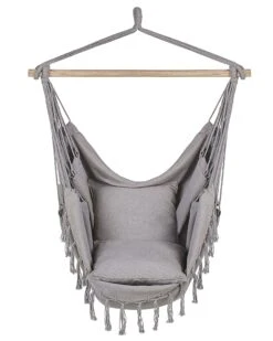 Silla Colgante De Algodón Gris Claro BONEA 15 Silla Colgante De Algodón Gris Claro BONEA -Beliani undef src sa picid 821543 type whitesh image