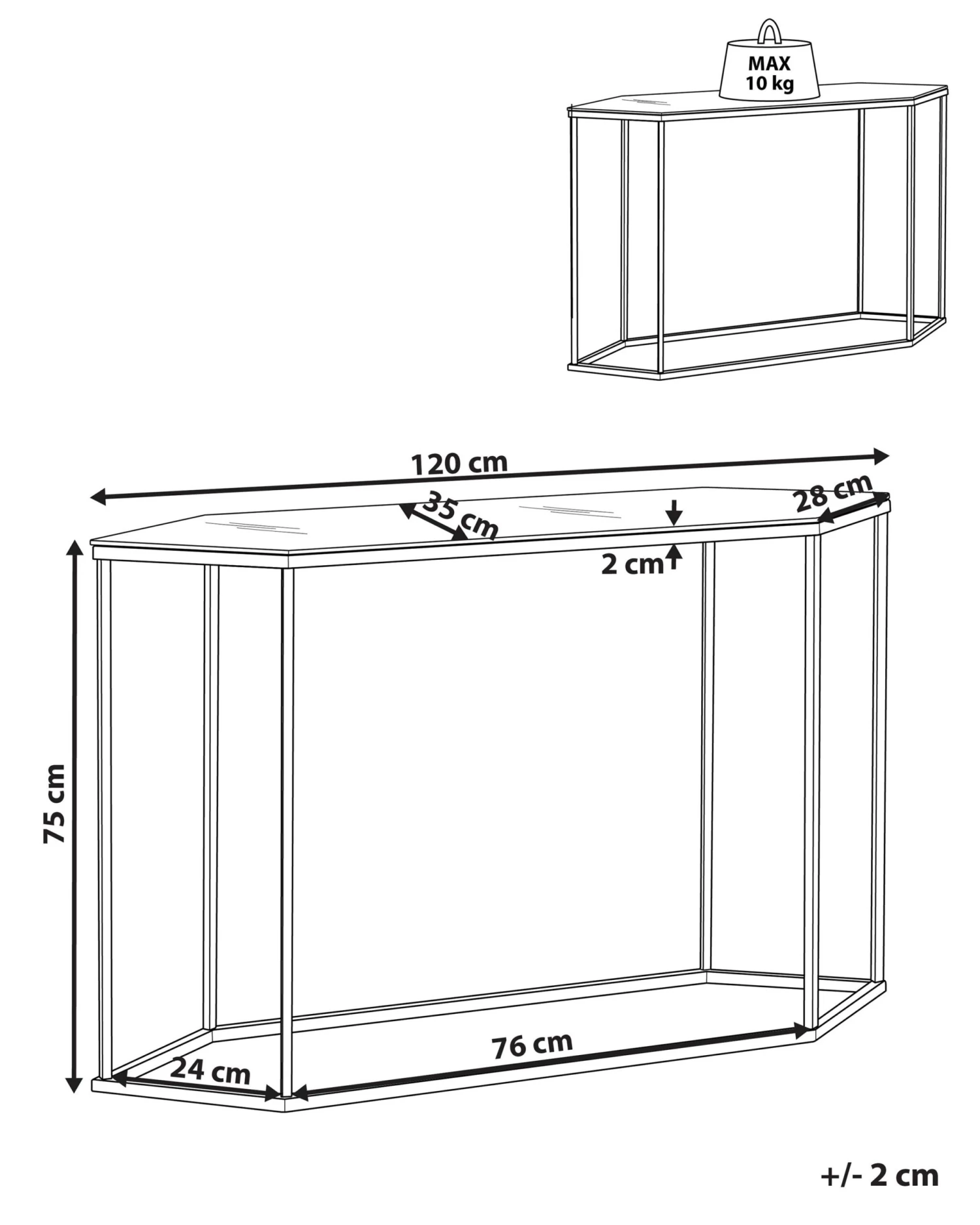 Consola De Vidrio Templado Blanco/negro 120 X 35 Cm PERRIN 9 Consola De Vidrio Templado Blanco/negro 120 X 35 Cm PERRIN - Imagen 7