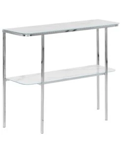 Consola De Vidrio Templado Blanco/plateado 100 X 35 Cm CALVERT