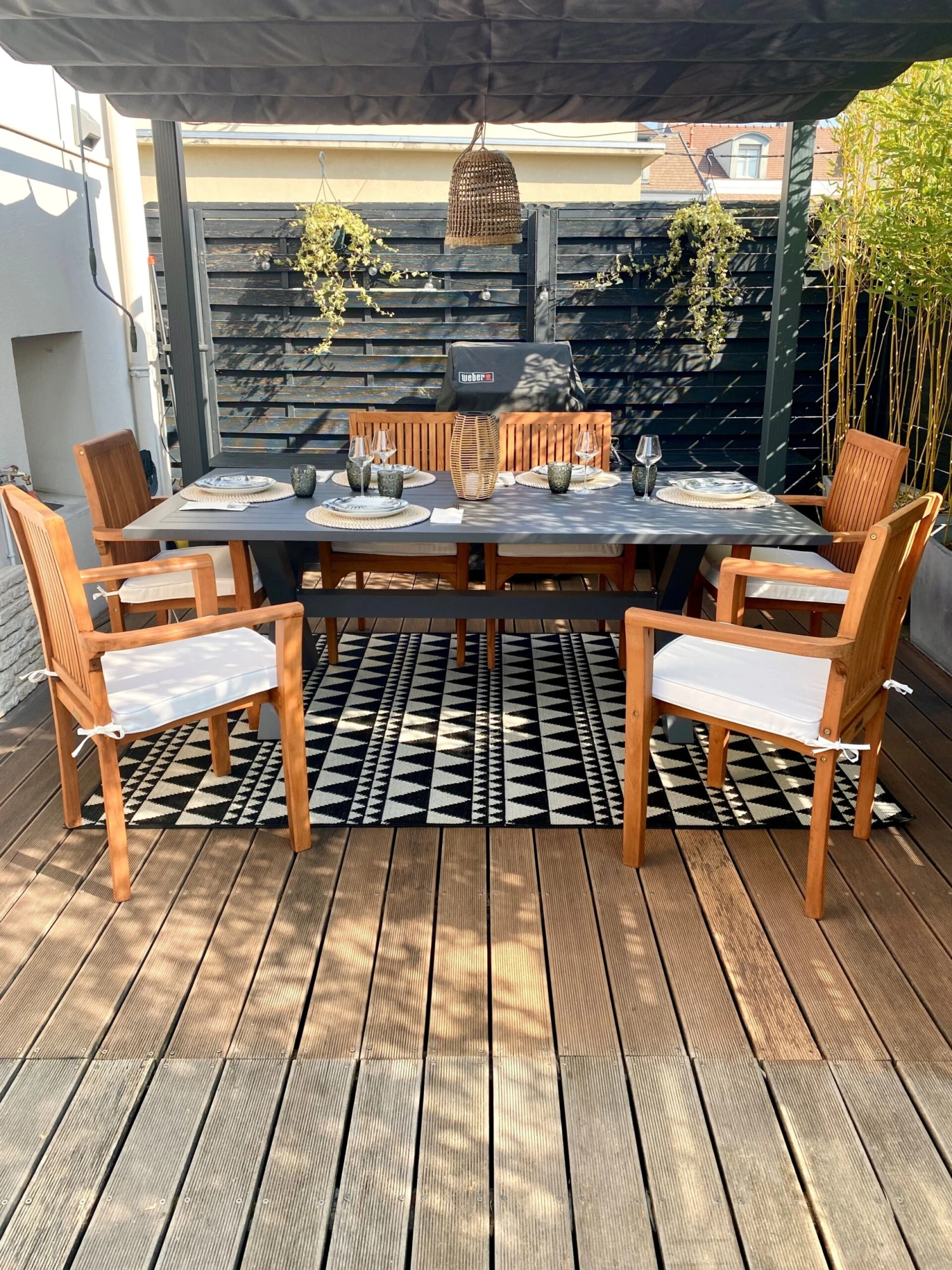 Mesa De Jardín De Metal Gris 200 X 105 Cm CASCAIS 5 Mesa De Jardín De Metal Gris 200 X 105 Cm CASCAIS - Imagen 3