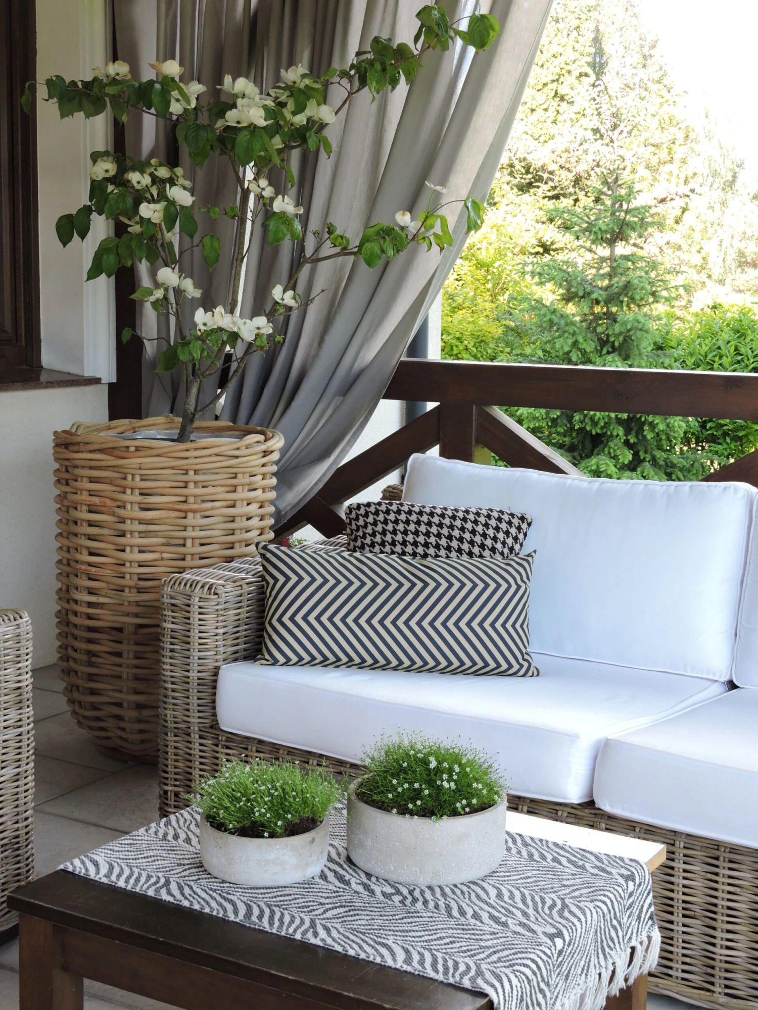 Conjunto De Jardín De Ratán Natural/blanco Crema ARDEA 6 Conjunto De Jardín De Ratán Natural/blanco Crema ARDEA - Imagen 4