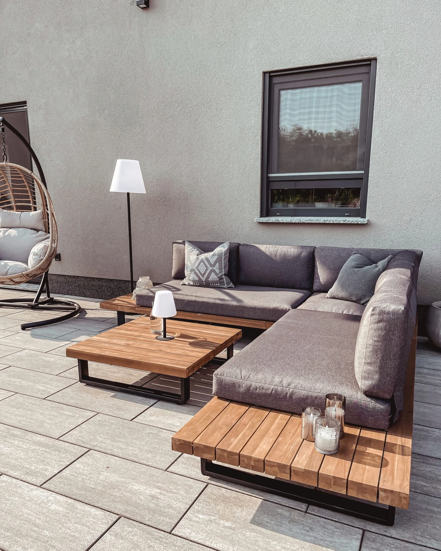 Conjunto De Sala De Estar Esquinero 5 Plazas De Madera De Acacia Clara/gris Oscuro MYKONOS 12 Conjunto De Sala De Estar Esquinero 5 Plazas De Madera De Acacia Clara/gris Oscuro MYKONOS - Imagen 10