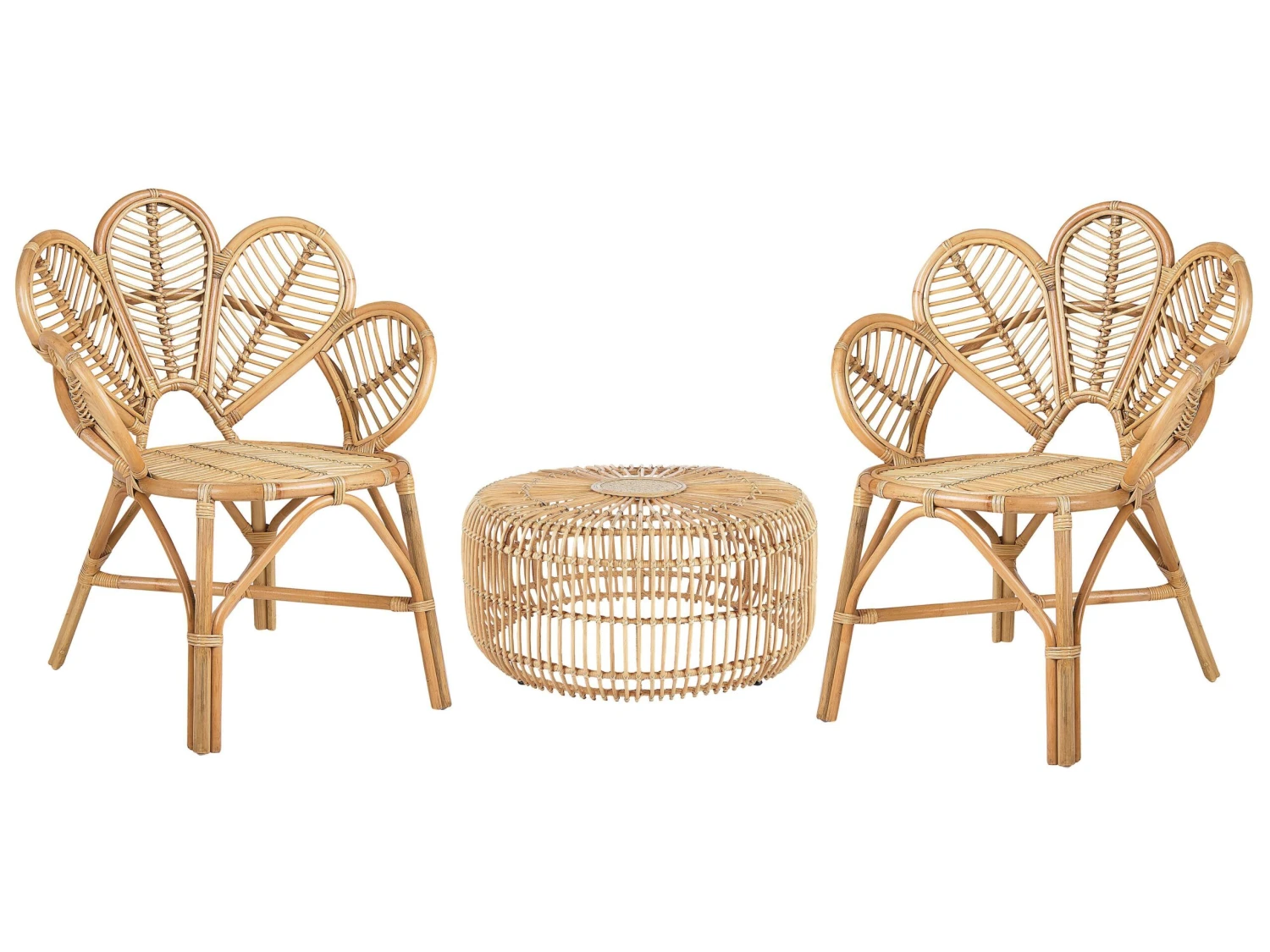 Conjunto De Balcón De Ratán Natural FLORENTINE II/LIMNI 3 Conjunto De Balcón De Ratán Natural FLORENTINE II/LIMNI