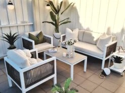 Conjunto De Jardín 5 Plazas De Metal Blanco/marrón/beige BORELLO 21 Conjunto De Jardín 5 Plazas De Metal Blanco/marrón/beige BORELLO -Beliani undef src sa picid 829113 type whitesh image