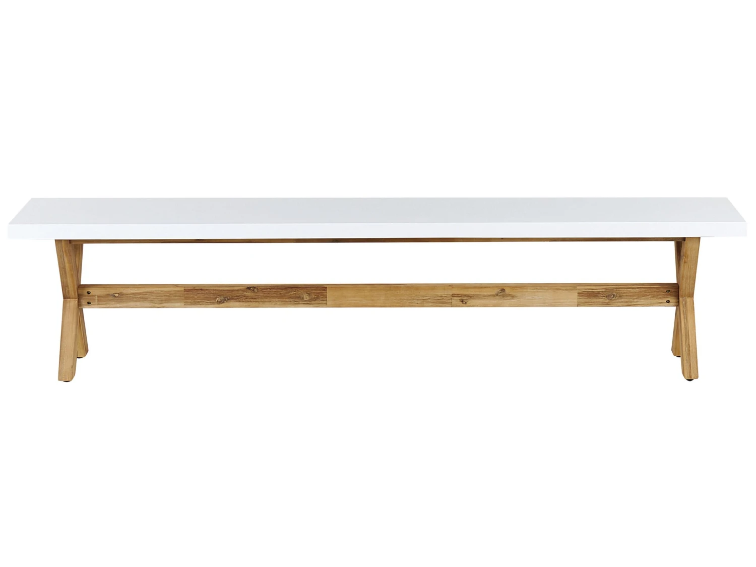 Banco De Jardín 3 Plazas De Cemento Reforzado Blanco/madera Clara OLBIA 5 Banco De Jardín 3 Plazas De Cemento Reforzado Blanco/madera Clara OLBIA - Imagen 3