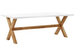 Conjunto De Mesa Con 2 Bancos, Blanco/madera Clara OLBIA 16 Conjunto De Mesa Con 2 Bancos, Blanco/madera Clara OLBIA -Beliani undef src sa picid 829724 type whitesh image