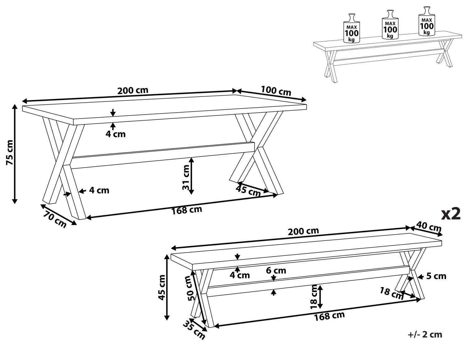 Conjunto De Mesa Con 2 Bancos, Blanco/madera Clara OLBIA 12 Conjunto De Mesa Con 2 Bancos, Blanco/madera Clara OLBIA - Imagen 10