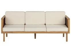 Conjunto De Jardín De 5 Plazas De Acacia Con Mesa De Centro Madera Clara/blanco Crema BARATTI 18 Conjunto De Jardín De 5 Plazas De Acacia Con Mesa De Centro Madera Clara/blanco Crema BARATTI -Beliani undef src sa picid 830608 type whitesh image