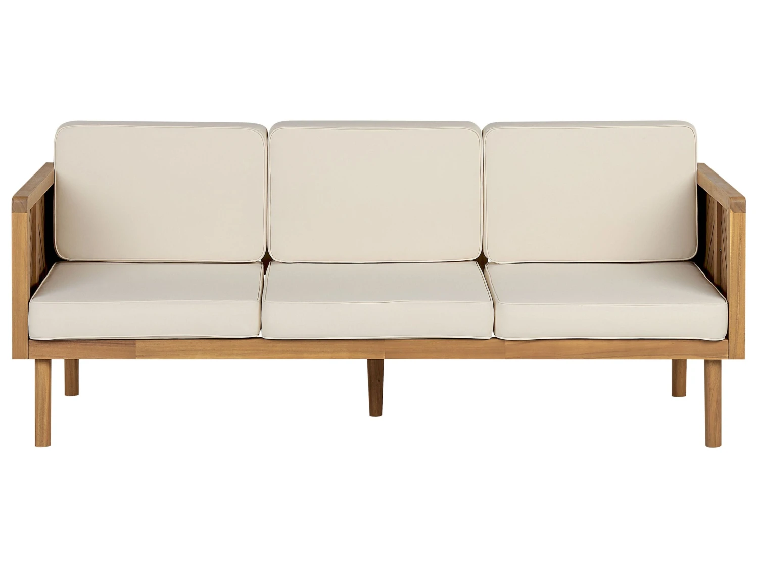 Conjunto De Jardín De 5 Plazas De Acacia Con Mesa De Centro Madera Clara/blanco Crema BARATTI 9 Conjunto De Jardín De 5 Plazas De Acacia Con Mesa De Centro Madera Clara/blanco Crema BARATTI - Imagen 7