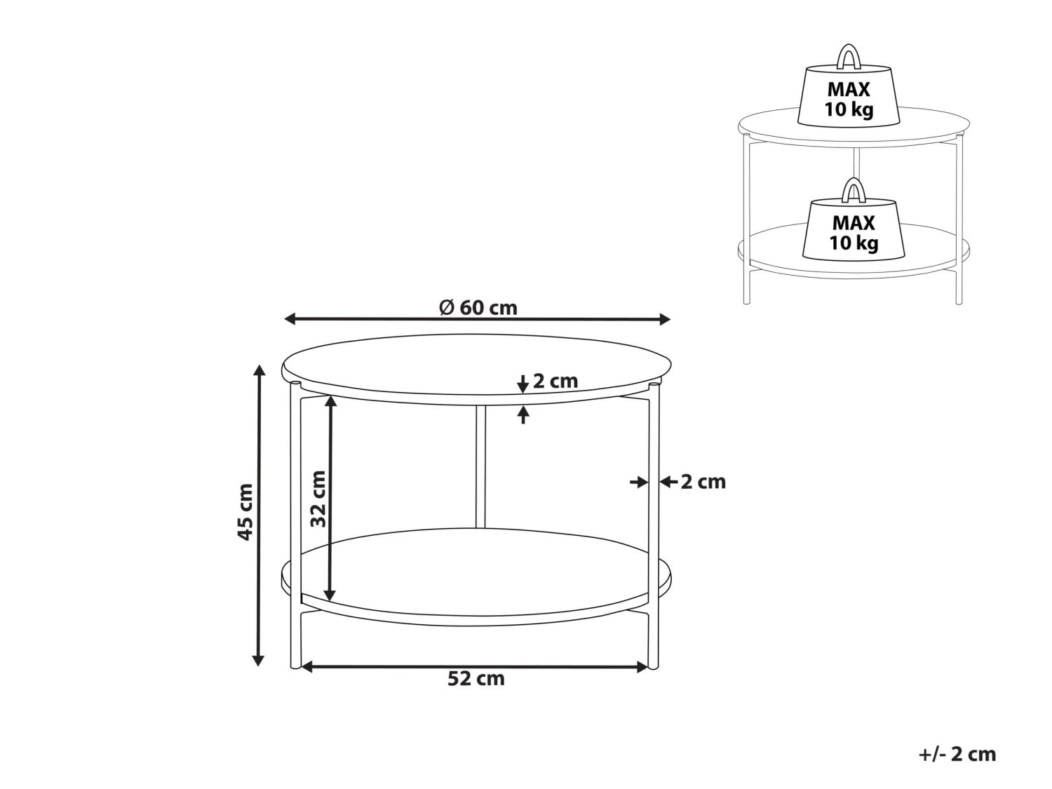 Mesa De Centro Blanco/dorado ø 60 Cm REVA 8 Mesa De Centro Blanco/dorado ø 60 Cm REVA - Imagen 6