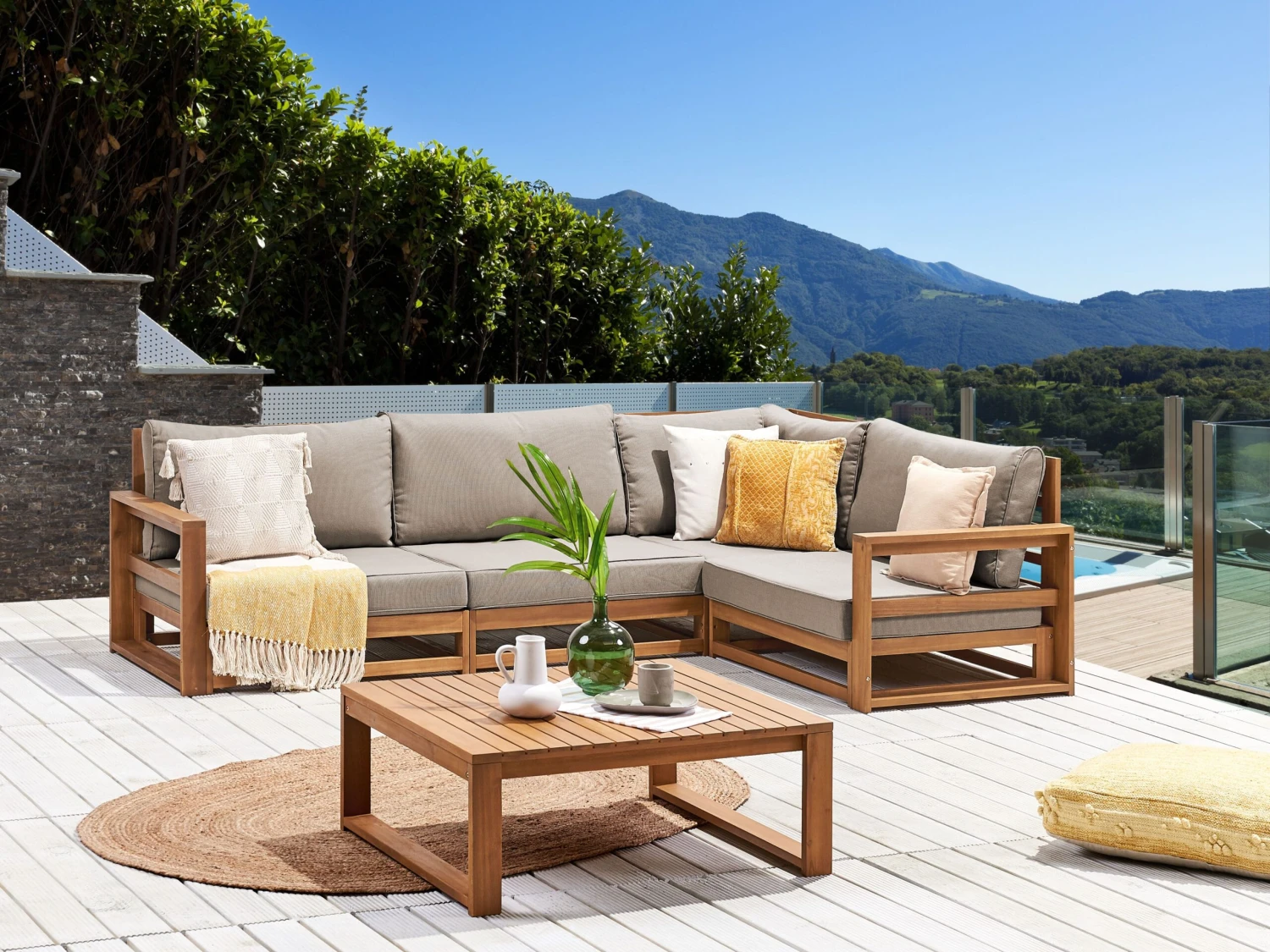 Conjunto De Sala De Estar Esquinero 4 Plazas De Madera De Acacia Clara Izquierdo TIMOR II 5 Conjunto De Sala De Estar Esquinero 4 Plazas De Madera De Acacia Clara Izquierdo TIMOR II - Imagen 3