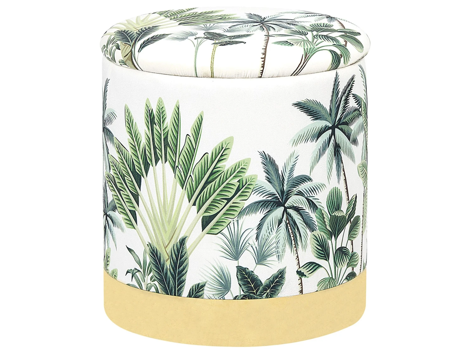 Puf De Terciopelo Blanco/verde/dorado ⌀ 38 Cm HARRISON 3 Puf De Terciopelo Blanco/verde/dorado ⌀ 38 Cm HARRISON