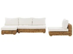 Conjunto De Sala De Estar 4 Plazas De Ratán Natural/marrón Dorado/blanco Crema Derecho VARALLO 19 Conjunto De Sala De Estar 4 Plazas De Ratán Natural/marrón Dorado/blanco Crema Derecho VARALLO -Beliani undef src sa picid 836629 type whitesh image