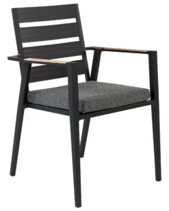 Conjunto De 4 Sillas De Jardín De Metal Negro/gris/madera Clara TAVIANO -Beliani undef src sa picid 841716 type whitesh image