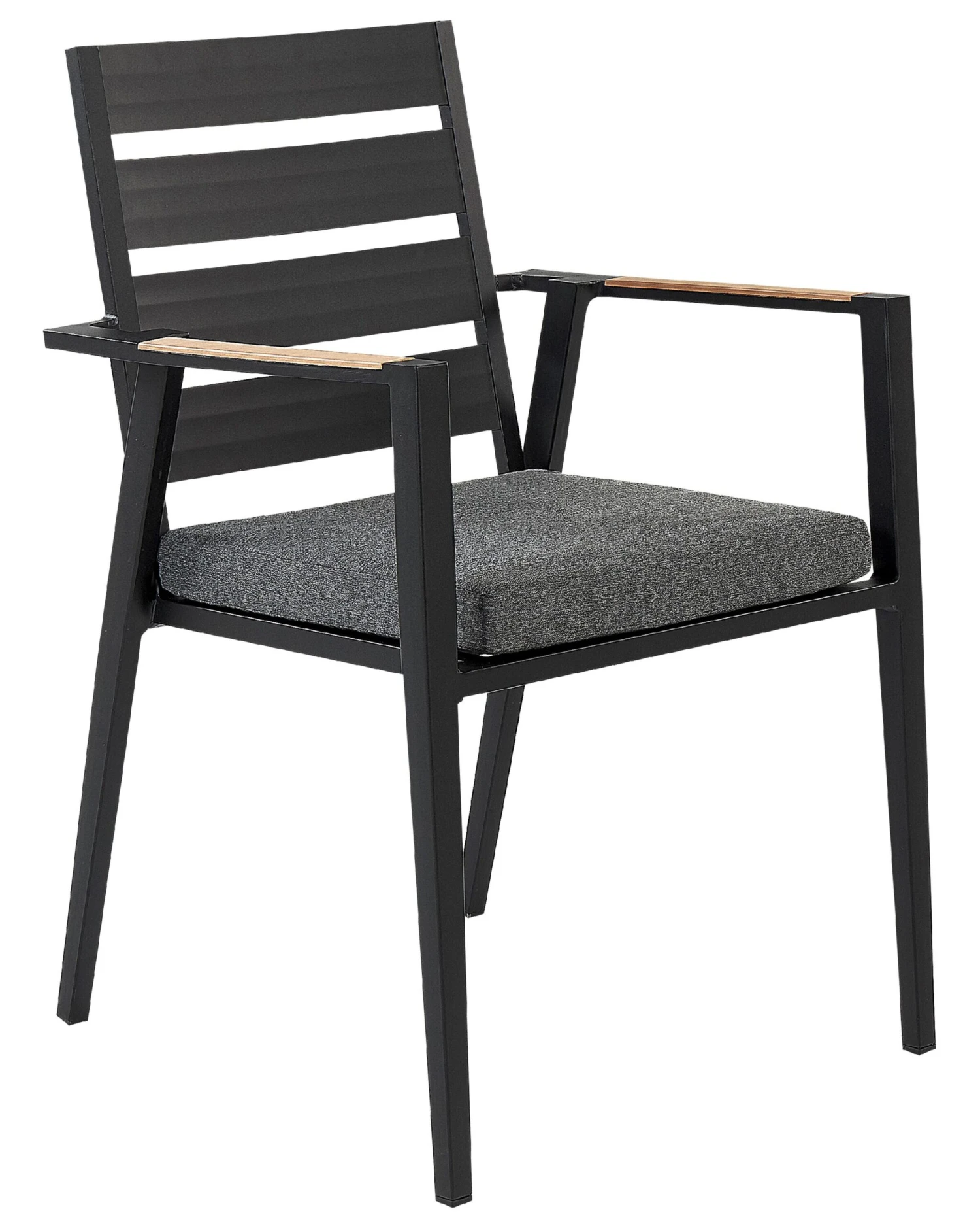 Conjunto De 4 Sillas De Jardín De Metal Negro/gris/madera Clara TAVIANO - Imagen 4