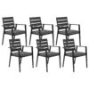 Conjunto De 6 Sillas De Jardín De Metal Negro/gris/madera Clara TAVIANO