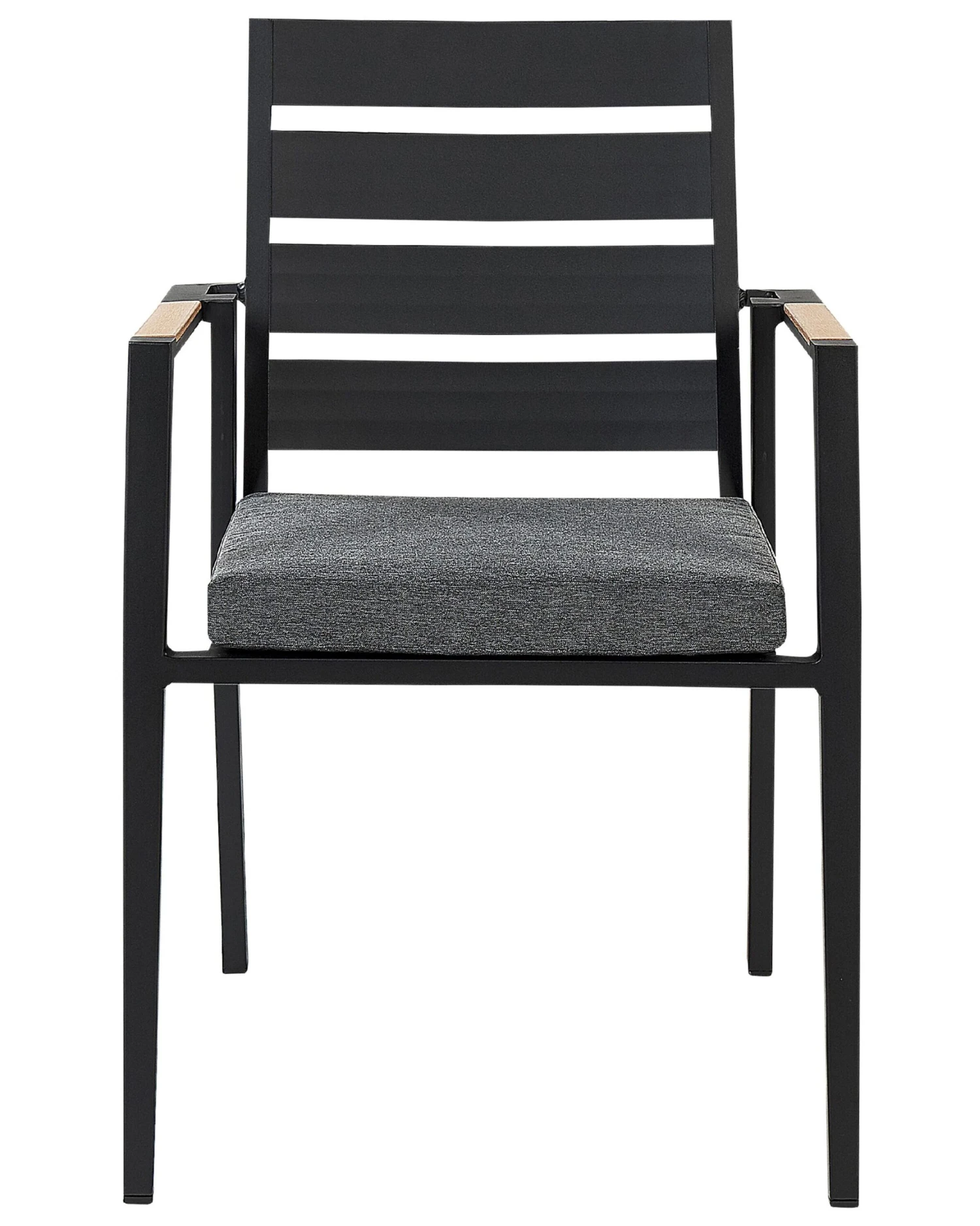 Conjunto De 6 Sillas De Jardín De Metal Negro/gris/madera Clara TAVIANO 8 Conjunto De 6 Sillas De Jardín De Metal Negro/gris/madera Clara TAVIANO - Imagen 6