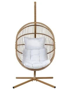 Silla Colgante Con Soporte De Ratán Beige/blanco ACRI 15 Silla Colgante Con Soporte De Ratán Beige/blanco ACRI -Beliani undef src sa picid 842594 type whitesh image