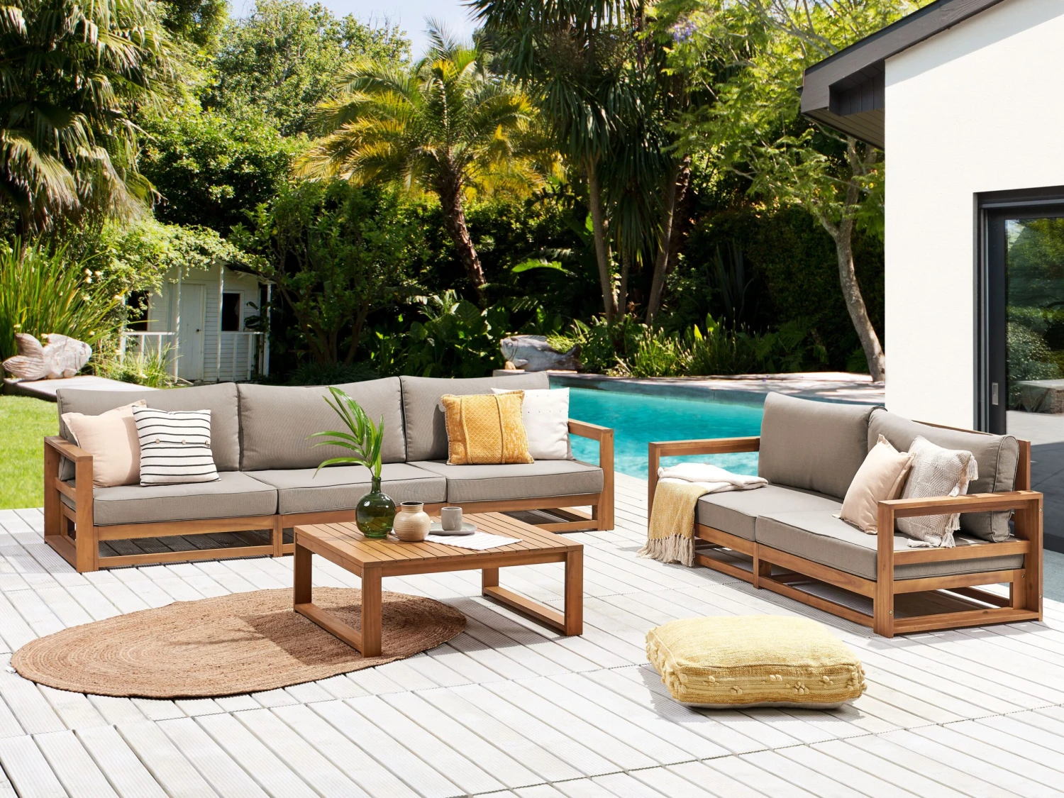 Conjunto De Sala De Estar 5 Plazas De Madera De Acacia Clara TIMOR II 5 Conjunto De Sala De Estar 5 Plazas De Madera De Acacia Clara TIMOR II - Imagen 3