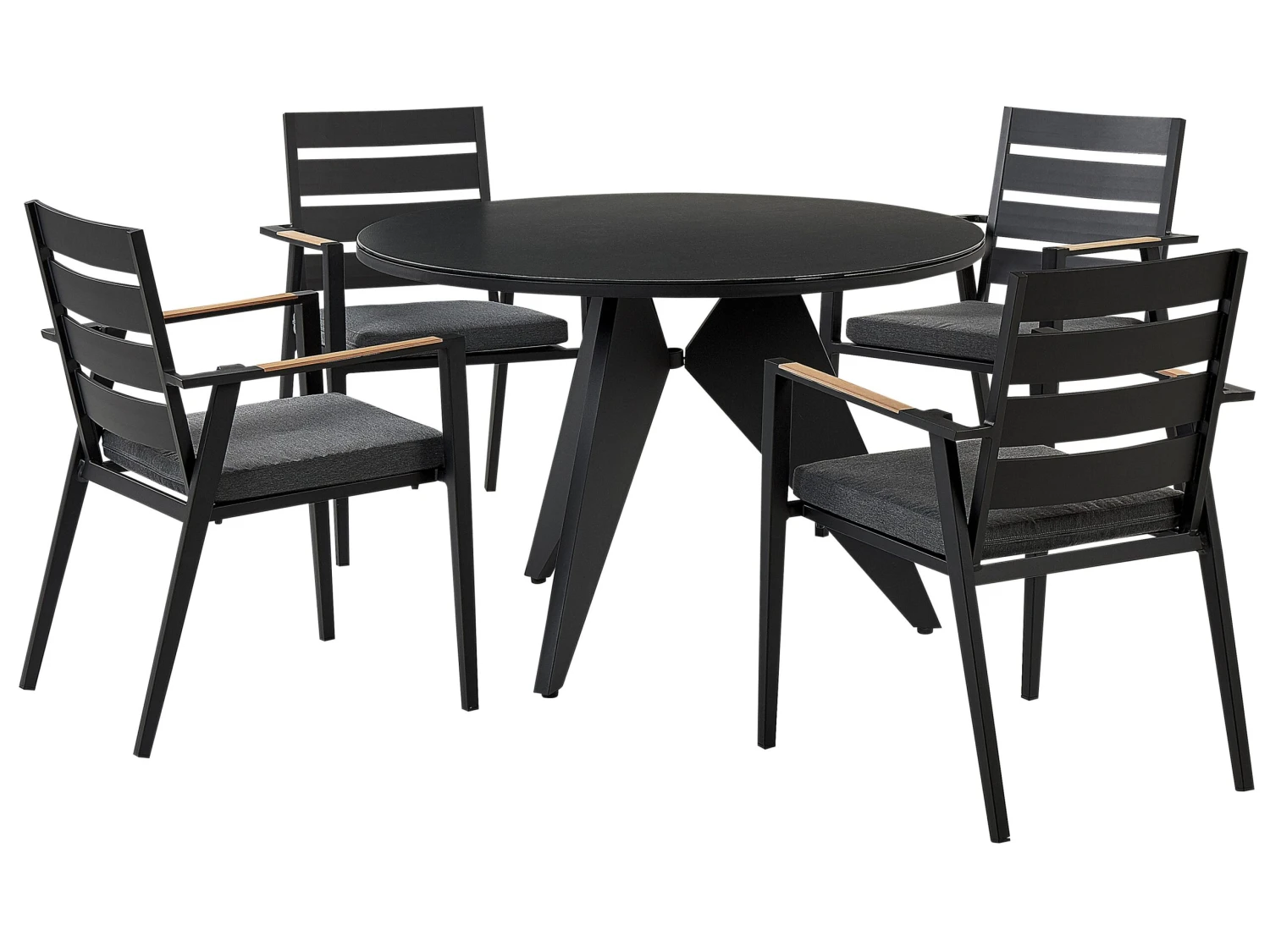 Conjunto De Comedor 4 Plazas De Metal Negro/gris/madera Clara OLMETTO/TAVIANO 3 Conjunto De Comedor 4 Plazas De Metal Negro/gris/madera Clara OLMETTO/TAVIANO