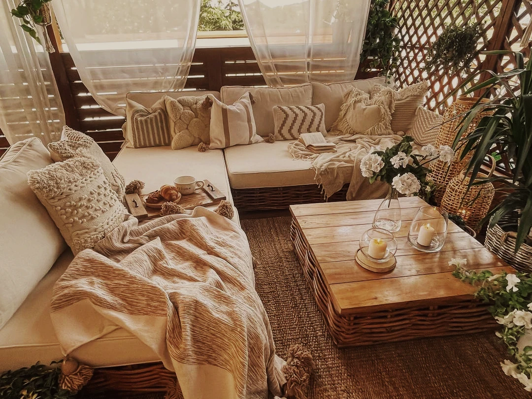 Conjunto De Sala De Estar 4 Plazas De Ratán Natural/marrón Dorado/blanco Crema Derecho VARALLO 5 Conjunto De Sala De Estar 4 Plazas De Ratán Natural/marrón Dorado/blanco Crema Derecho VARALLO - Imagen 3