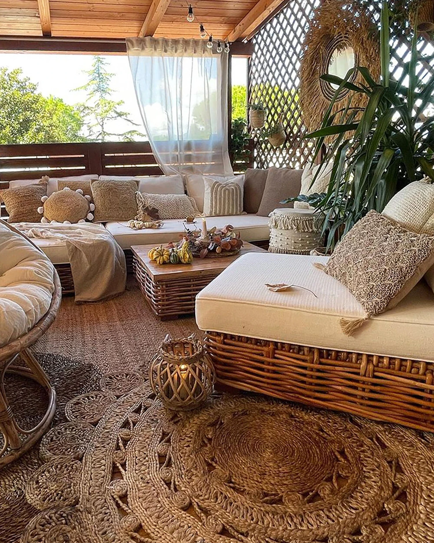 Conjunto De Sala De Estar 4 Plazas De Ratán Natural/marrón Dorado/blanco Crema Derecho VARALLO 6 Conjunto De Sala De Estar 4 Plazas De Ratán Natural/marrón Dorado/blanco Crema Derecho VARALLO - Imagen 4