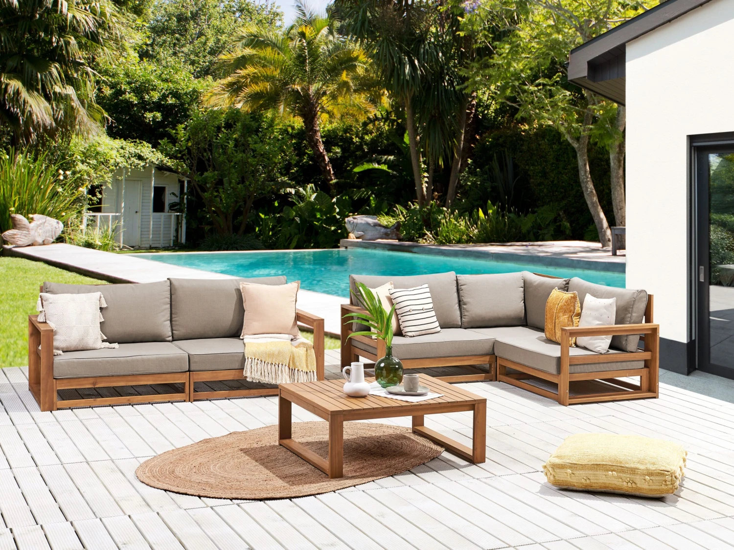 Conjunto De Sala De Estar 4 Plazas De Madera De Acacia Clara TIMOR II 5 Conjunto De Sala De Estar 4 Plazas De Madera De Acacia Clara TIMOR II - Imagen 3