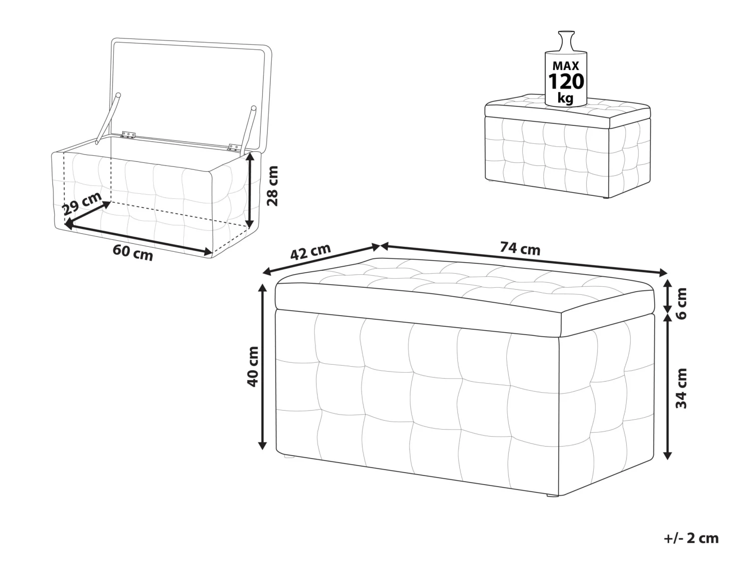 Otomana Blanca 72 X 40 Cm MICHIGAN 11 Otomana Blanca 72 X 40 Cm MICHIGAN - Imagen 9
