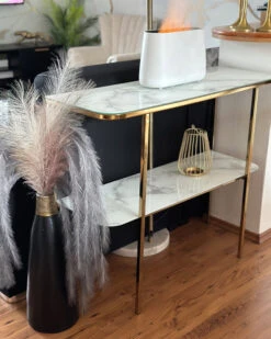 Consola De Vidrio Templado Blanco/dorado 100 X 35 Cm CALVERT 13 Consola De Vidrio Templado Blanco/dorado 100 X 35 Cm CALVERT -Beliani undef src sa picid 851567 type whitesh image